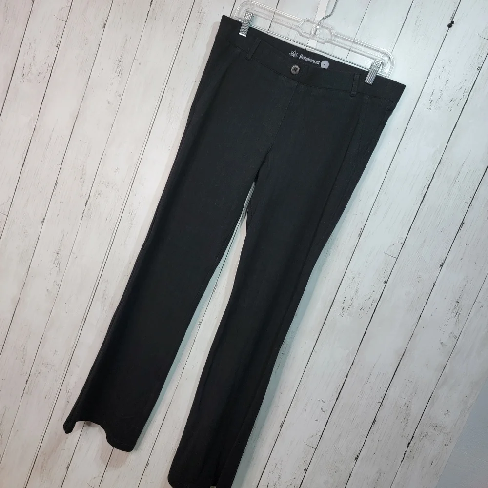 Betabrand Women's Black Classic Dress Pant Yoga Pants Size Large. Striped. - Picture 2 of 6